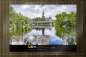 Mobile Preview: Der Blick entlang der Donau über die Eisenbahnbrücke nach Ulm - Deckblatt: Wandkalender Ulm 2024 in A5, A3 und A2