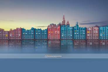 The skyline of Ulm as container art.