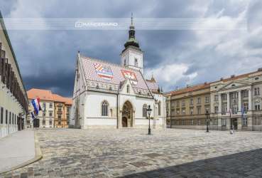 The St. Mark's Church from the upper town Gornji Grad in Zagreb