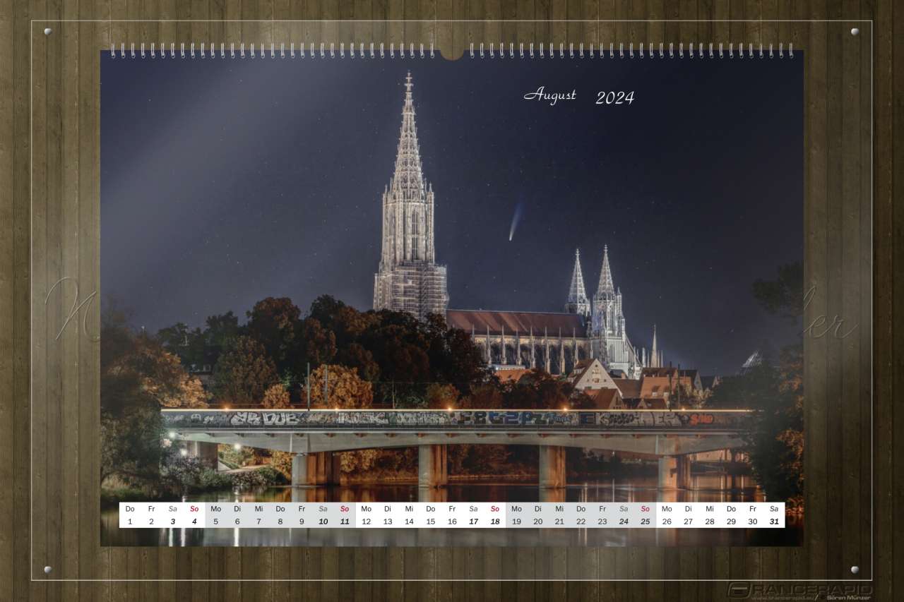 A view over the Danube with the Ulm Minster - month of April: Ulm 2024 wall calendar in fine arts
