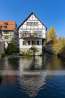 Ulm Half-timBeautiful gabled half-timbered house from Ulm's old town, the fishing district.bered house Fischerviertel
