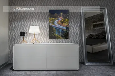 Preview: Wandbild - Die Wallstraßenbrücke in Ulm in der Nacht im Ambiente.