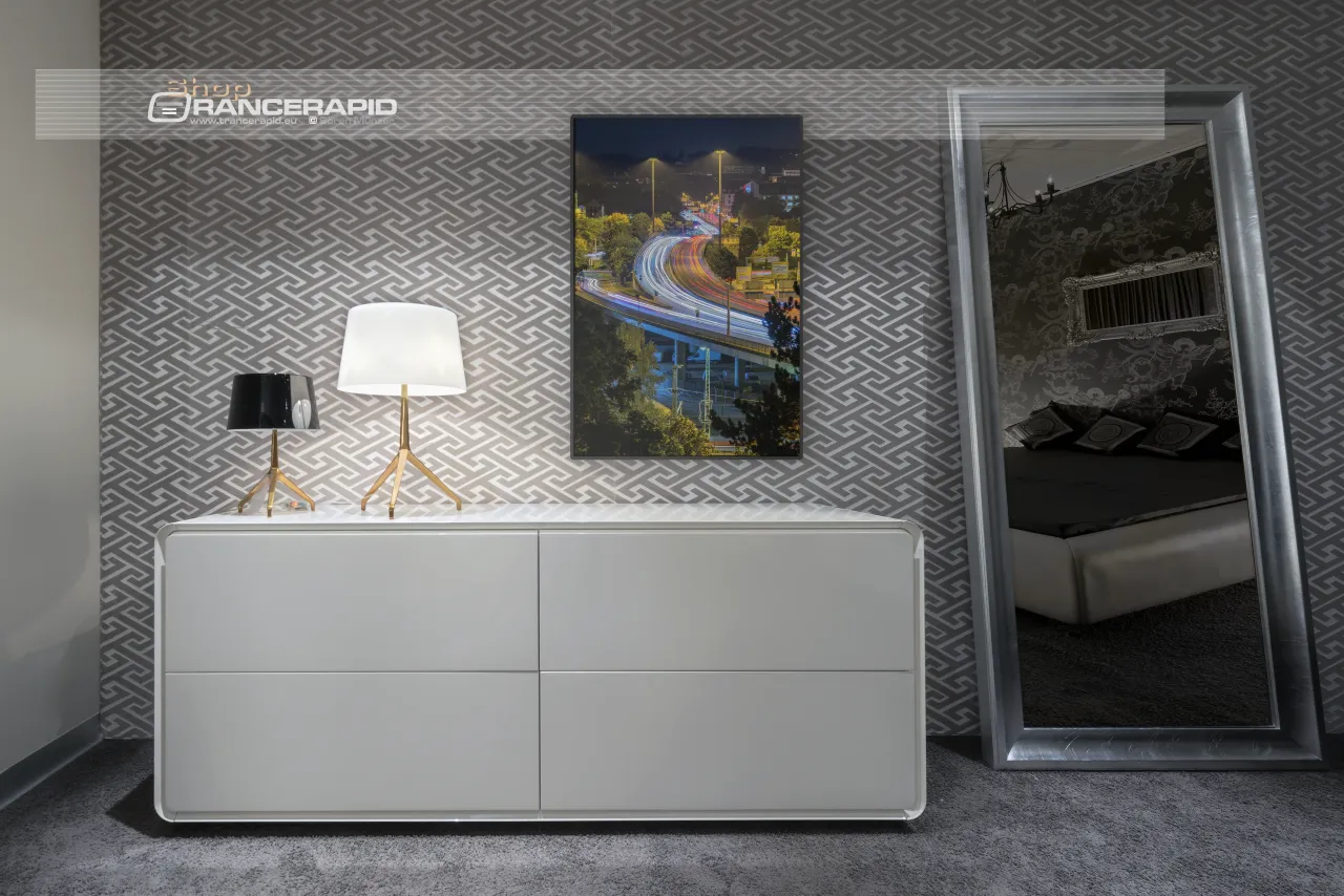 Wandbild - Die Wallstraßenbrücke in Ulm in der Nacht im Ambiente.