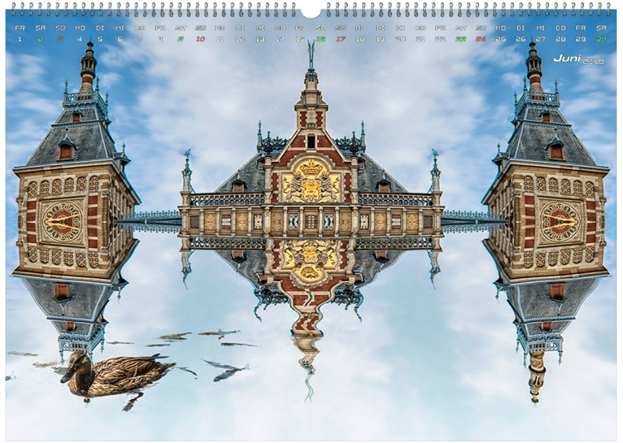 Juni Wandkalender Foto - Detailaufnahme des Hauptbahnhofes in Amsterdam.