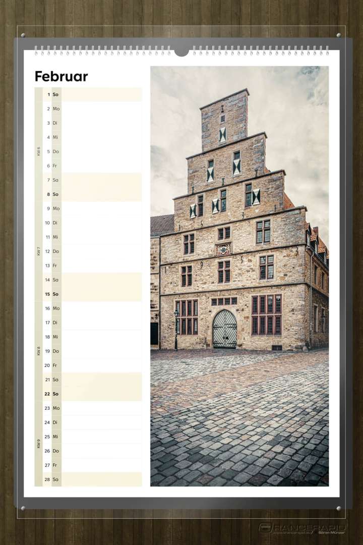 Wandkalender, das Februar Motiv mit einem Teil des Erholungsgebietes, Westerberg.